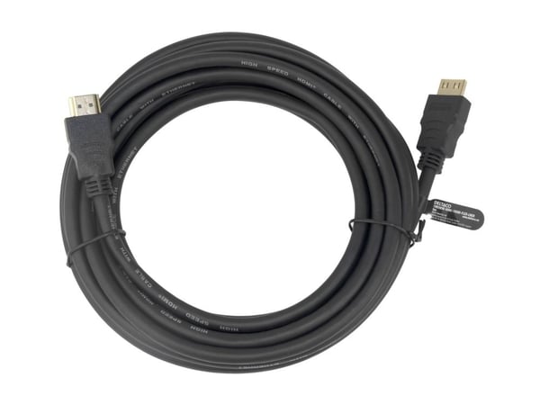 DELTACO - High Speed - HDMI-kabel med Ethernet - HDMI hann lås til HDMI hann lås - 5 m - svart - 4 K 30 Hz (3840 x 2160) støtte, fleksibel