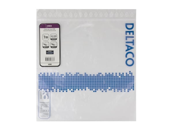 DELTACO - High Speed - HDMI-kabel med Ethernet - HDMI hann lås til HDMI hann lås - 7 m - svart - 4 K 30 Hz (3840 x 2160) støtte, fleksibel