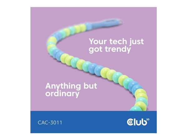 Club3D Lifestyle USB-C Perlen-Kabel PD60W, 480 Mbps 2m blå detaljhandel