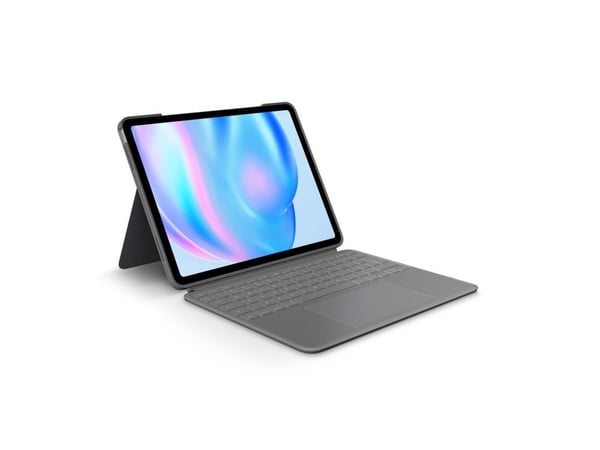 Logitech Combo Touch - Tangentbord och foliefodral - med pekdyna - bakgrundsbelyst - Apple Smart connector - QWERTY - brittisk - oxford-grå - för A...
