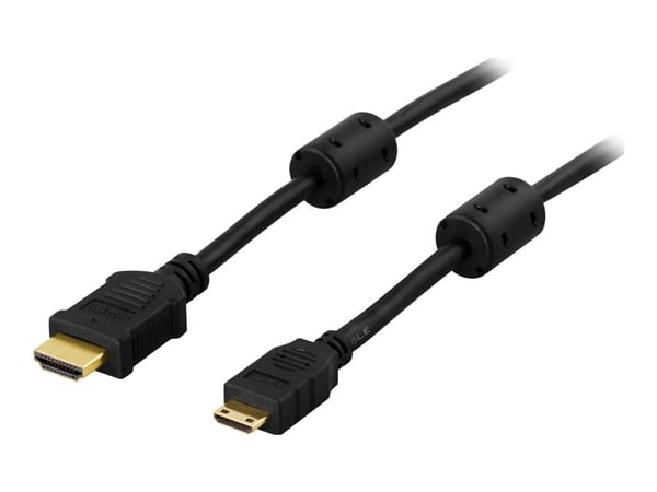 DELTACO - HDMI-kabel med Ethernet - HDMI hann til 19 pin mini HDMI Type C hann - 5 m - svart