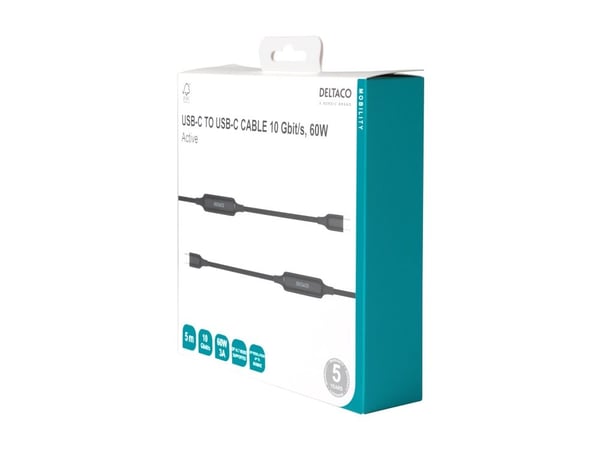 Kabel DELTACO USB-C C-C, aktiv, 10 Gbps, 3A, 5m / 1902003