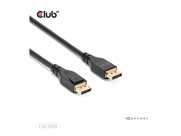 Club 3D - DisplayPort-kabel - DisplayPort (hann) til DisplayPort (hann) - DisplayPort 2.1 - 3 m - 8 K 120 Hz (7680 x 4320) støtte, VESA DP54 Certif...