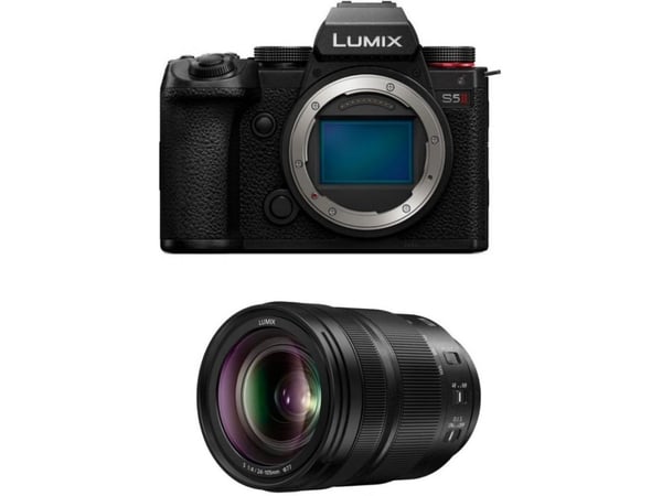 Panasonic Lumix S5II + 24-105mm F4, 24,2 MP, 12000 x 8000 pikseliä, CMOS, 6K Ultra HD, Kosketusnäyttö, musta