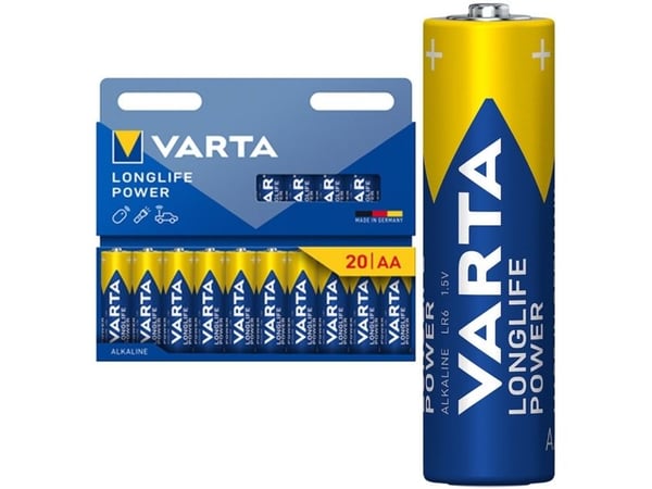 Varta 04906 121 720, Engangsbatteri, LR06, Alkalinsk, 1,5 V, 20 stykker, Blå, Gult