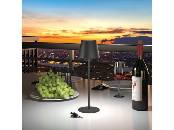 RealPower LED bordlampe dimbar kald/varm med batteri, sort
