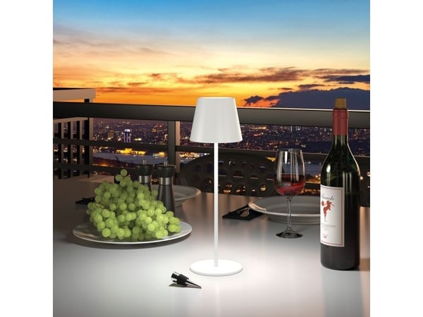 RealPower LED bordlampe dimbar kald/varm med batteri, hvit