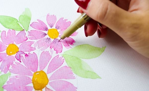 Blommigt akvarellset