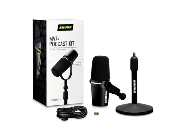 Shure MV7+, Studiomikrofon, -55 dB, 50 - 16000 hz, 1,78 mV/Pa, 36 dB, Riktad / Kardioid