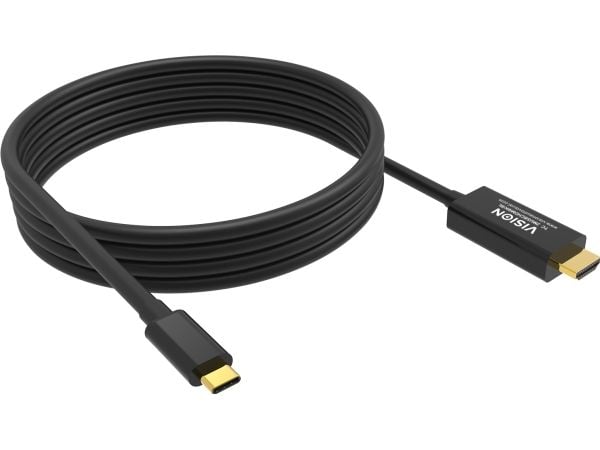 Vision TC 2MUSBCHDMI8K/BL, Svart, USB C, 2 m, Hankoppling, Hankoppling, Rak