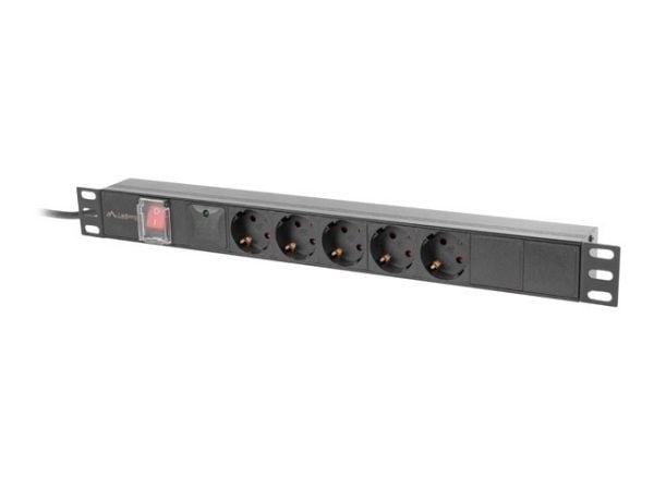 Lanberg PDU-05F-0200-BK, Kytkimellinen, 1U, Yksivaiheinen, Sisätila, Vaaka, Alumiini