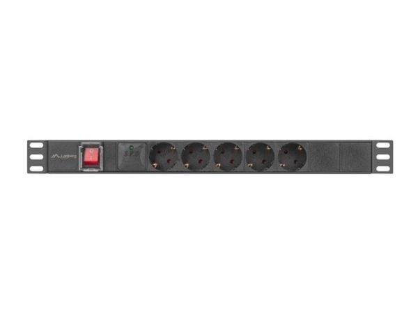 Lanberg PDU-05F-0200-BK, Kytkimellinen, 1U, Yksivaiheinen, Sisätila, Vaaka, Alumiini