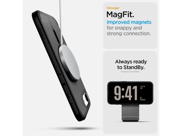 Spigen Crystal Hybrid (MagFit), Etui, Apple, iPhone 16e, 15,5 cm (6.1"), Svart