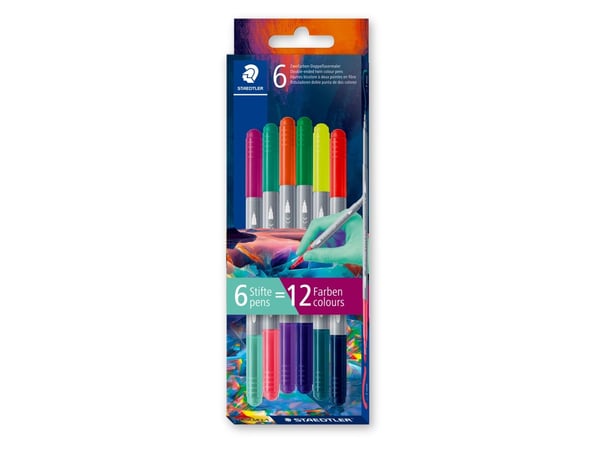 Staedtler 3280, 6 färger, Blandade färger, Fiber, Låda av kartong