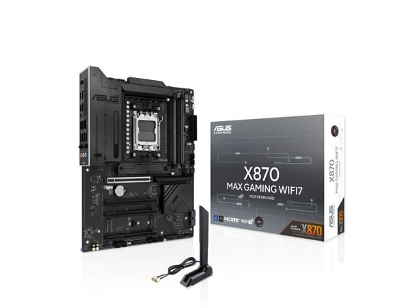 ASUS X870 MAX GAMING WIFI7 - Hovedkort - ATX - Socket AM5 - AMD X870 Chipset - USB4, USB-C 3.2 Gen 2x2, USB 3.2 Gen 2, USB 3.2 Gen 1 - Wi-Fi 7, 2.5...