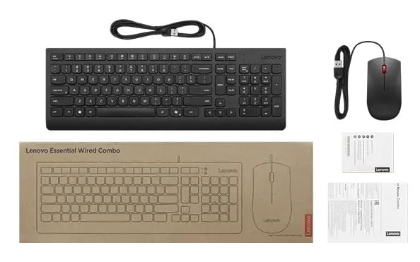 Lenovo 4X31R64409, Täysikokoinen (100 %), Langallinen, USB, musta, Sisältää hiiren