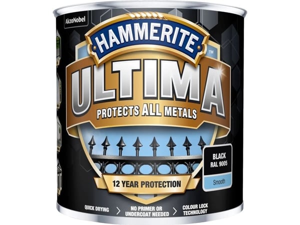Hammerite Ultima Metalmaling - Sort - RAL 9005 - 250 ml.
