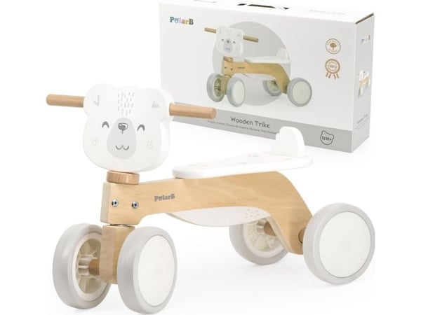 Viga Toys VIGA PolarB puinen jääkarhu ratsastaja pehmeät pyörät