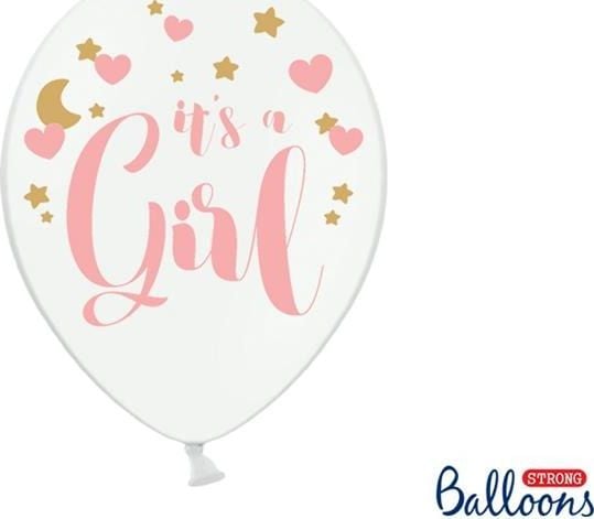 PartyDeco SB14P-233-008-6, Toy balloon, Latex, Gull, Rosa, Hvit, Temafest, Oval, 30 cm