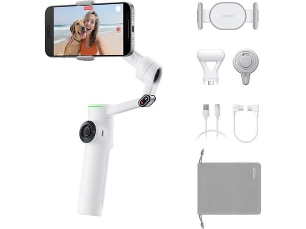 Insta360 Flow 2 Pro, Stabilisator for smarttelefonkamera, Hvit, 360°, -100 - 82°, -150 - 180°, 0,3 kg