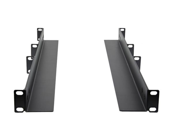 DELTACO - Tannstangsett - justerbar L-profil, 609 mm, 80-100 dyp - svart - 1U - 19"