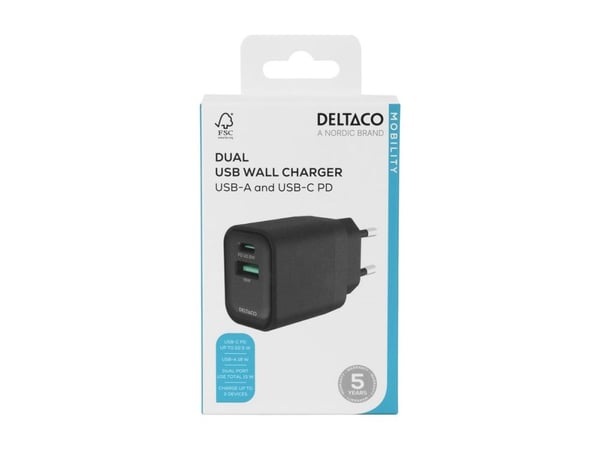 Deltaco USBC-AC153, Sisätila, AC, musta