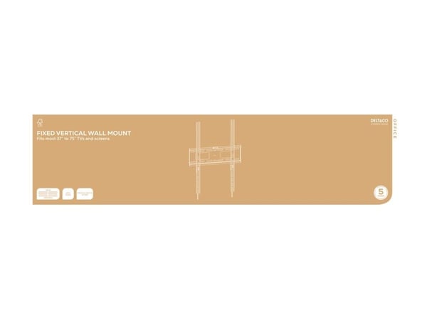 DELTACO - Monteringssett (veggmontering) - fast - for LCD-display / bøyd LCD-display - vertikal - svart - skjermstørrelse: 37"-75"
