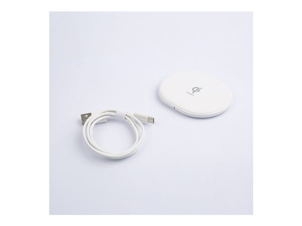 DELTACO - Trådløst ladestativ - USB-C, QI sertifisert - 10 watt - Fast Charge - hvit