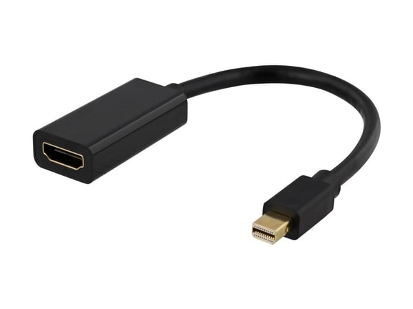 DELTACO - Video adapter - Mini DisplayPort hann til HDMI hunn - 20 cm - svart - støtte for 4K 60 Hz (3840 x 2160)