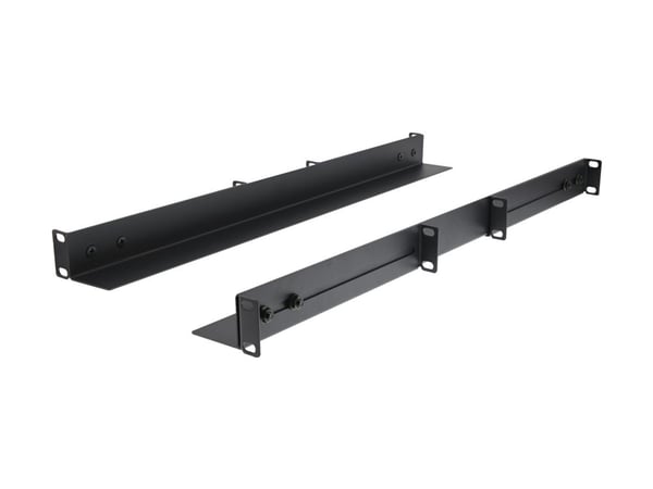 DELTACO - Tannstangsett - justerbar L-profil, 609 mm, 80-100 dyp - svart - 1U - 19"
