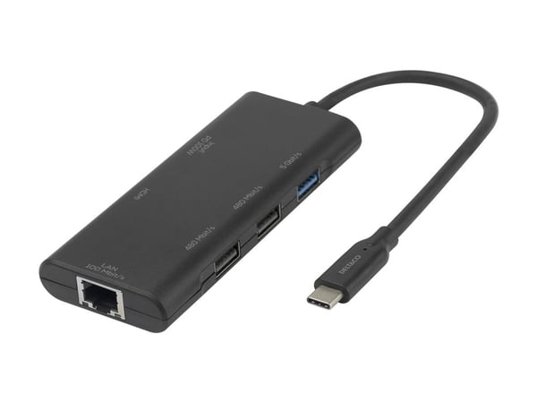 DELTACO - Dockningsstation - USB-C - HDMI - 100Mb LAN