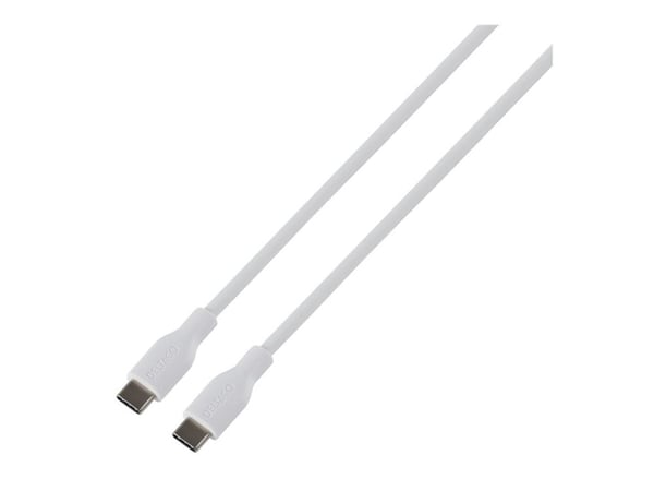 DELTACO - USB-kabel - 24 pin USB-C (hann) til 24 pin USB-C (hann) - USB 2.0 - 3 A - 1.5 m - SPR - hvit
