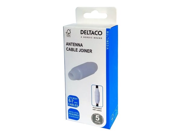 Deltaco Antennikaapelin jatko, 6–7 mm, Valkoinen