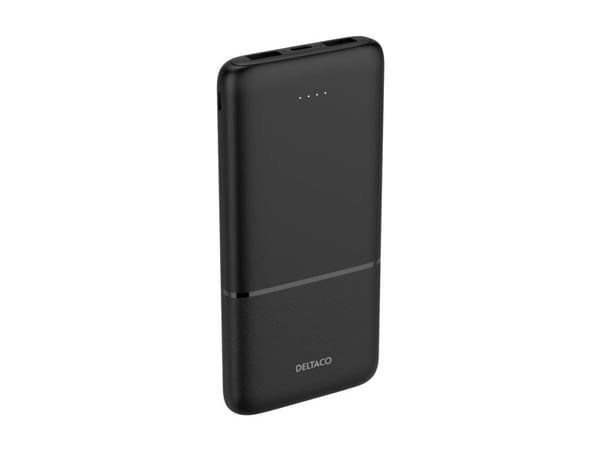 DELTACO - Power bank - 10000 mAh - 37 Wh - 20 Watt - 3 A - PD - 3 utdatakontakter (2 x USB, USB-C)