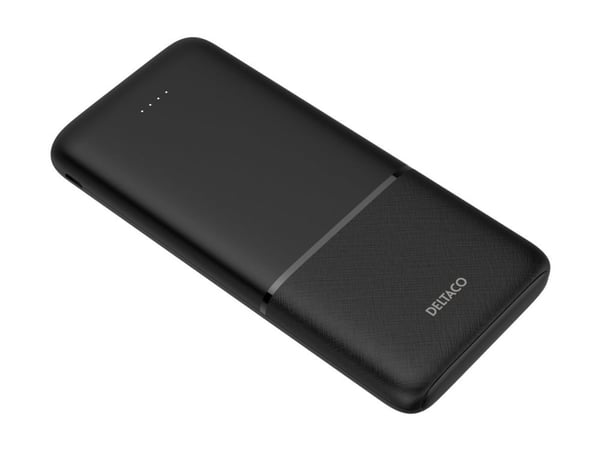 DELTACO - Power bank - 10000 mAh - 37 Wh - 20 Watt - 3 A - PD - 3 utdatakontakter (2 x USB, USB-C)