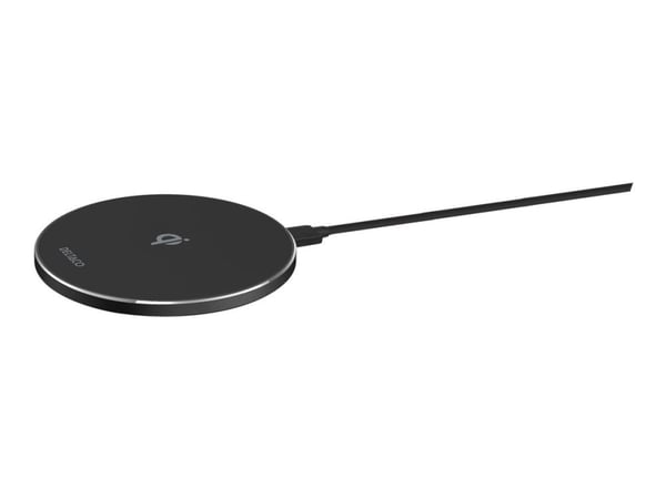 DELTACO - Trådløst ladestativ - LED-ring - 15 watt - 2 A - Fast Charge, PD 3.0 - svart
