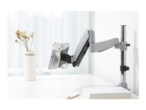 DELTACO - Monteringskomponent (adapterklemme) - for nettbrett - låsbar - hvit - skjermstørrelse: 7.9"-12.5" - VESA-monterbar