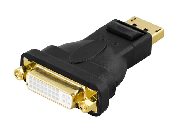 DELTACO - Video adapter - DisplayPort (hann) til 24+5 pin kombinert DVI (Single-Link) (hunn) - DisplayPort 1.2 - aktiv, støtte for 1920 x 1080 ved ...