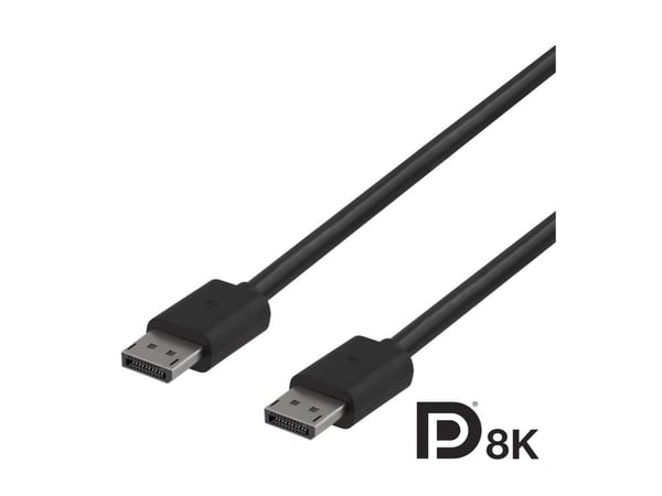 DELTACO - DisplayPort-kabel - DisplayPort (hann) til DisplayPort (hann) - DisplayPort 1.4 - 1 m - 8 K 60 Hz (7680 x 4320) støtte, opptil 32,4 Gbps-...