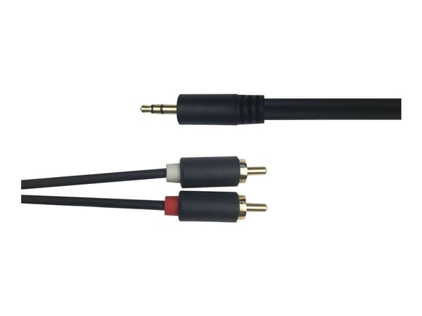 DELTACO - Lydkabel - 3,5 mm telefonjakk hann til RCA x 2 hann - 5 m - svart