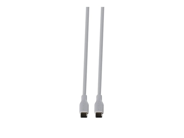 DELTACO Multimedia - USB-kabel - 24 pin USB-C (hann) til 24 pin USB-C (hann) - USB 2.0 - 3 A - 1.5 m - Hurtiglading opptil 60W - grå