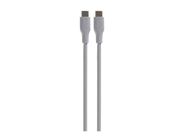 DELTACO Multimedia - USB-kabel - 24 pin USB-C (hann) til 24 pin USB-C (hann) - USB 2.0 - 3 A - 1.5 m - Hurtiglading opptil 60W - grå
