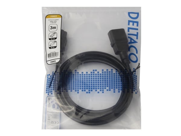 Deltaco Power cable IEC C14 - IEC C5, 3m, black, 3 m, IEC C14, IEC C5