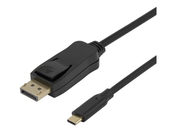DELTACO - Adapterkabel - 24 pin USB-C (hane) till DisplayPort (hane) - DisplayPort 1.4 - 1 m - dubbelriktad, 8K30 Hz (7680 x 4320) stöd - svart