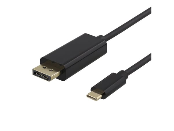 DELTACO - Adapterkabel - USB-C (hane) till DisplayPort (hane) - DisplayPort 1.2 - 2 m - aktiv, 1080p stöd 240 Hz, 4K60Hz UHD-stöd - svart