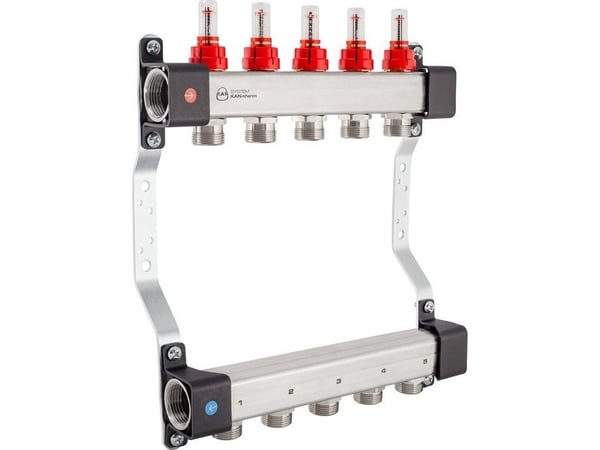 KAN-therm InoxFlow fordelingsmanifold med strømningsmålere (UFN-serien) - 12 kretser