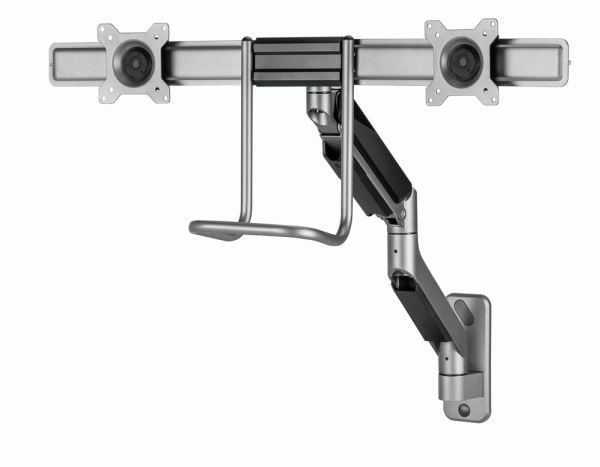 Gembird MA-WA2-02 - Monteringssett (2 VESA-adaptere, justerbar monitorarm) - justerbar arm - for 2 LCD/plasma-paneler - up to 8 kg - aluminium, stå...