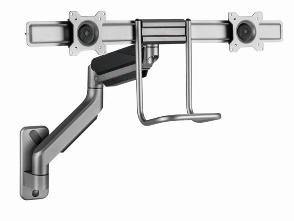 Gembird MA-WA2-02 - Monteringssett (2 VESA-adaptere, justerbar monitorarm) - justerbar arm - for 2 LCD/plasma-paneler - up to 8 kg - aluminium, stå...