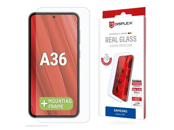 Displex 02067, Samsung, Galaxy A36, Tørr påføring, Skittbestandig, Slagbestandig, Ripebestandig, Gjennomsiktig, 1 stykker
