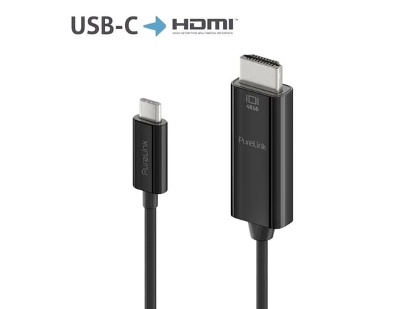 PureLink IS2201-010, 1 m, USB Type-C, HDMI, urosliitin, urosliitin, suora, suora